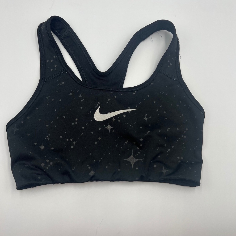 Nike Sports Bra Dri-FIT Padded Racerback Black Star Print Small